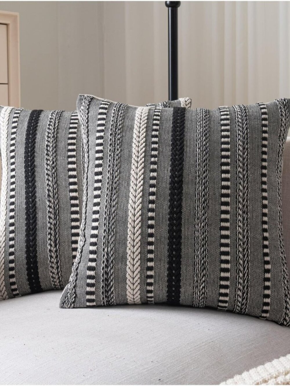 Boho Throw Pillow Covers 20x20 Inch Set of 2, Farmhouse Decorative Couch Pillow